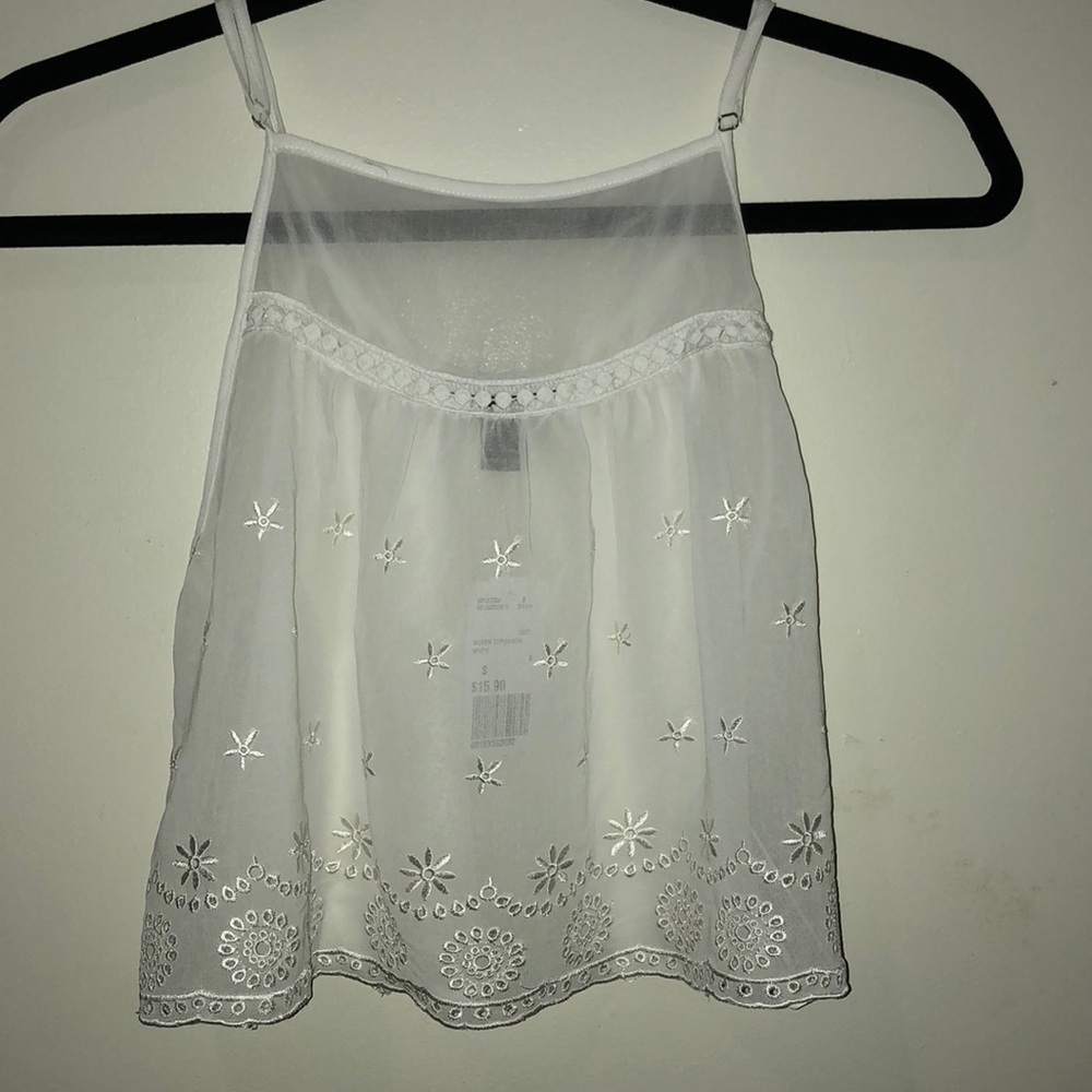 Sheer high neck white tank